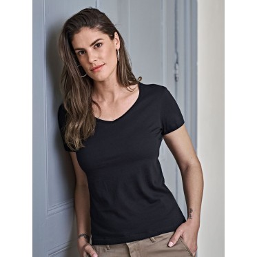 Maglietta t-shirt da donna personalizzata con logo  - Women Luxury V-Neck Tee