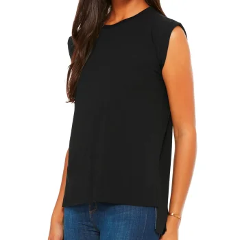 Women's Flowy Muscle Tee with Rolled Cuff