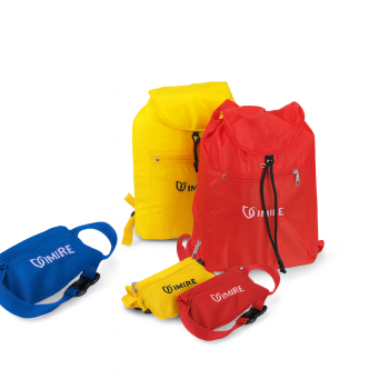 Zainetto personalizzabile in nylon ripiegabile con marsupio integrato