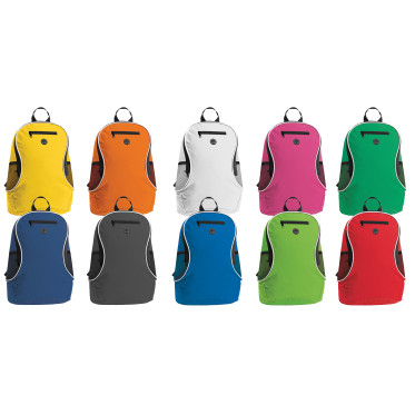 Zaino personalizzabile in nylon 600D con tasche traforate e spallacci imbottiti