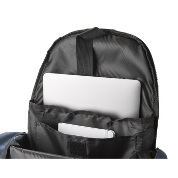 Zaini Antitaccheggio personalizzati con logo - Zaino antitaccheggio in poliestere 600 D rPET Celeste