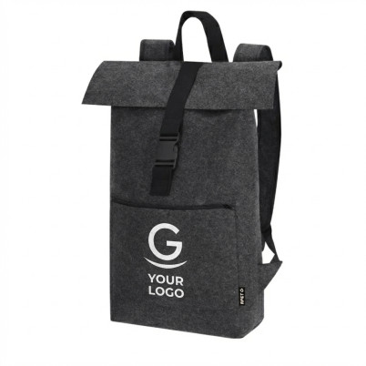 Zaino in feltro personalizzabile RPET con tasca frontale e fibbia di chiusura