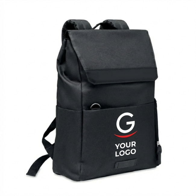 Zaino personalizzato con logo - Zaino per laptop personalizzabile tessuto RPET 600D scomparto imbottito