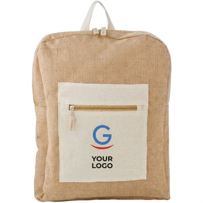 Zaino personalizzabile impronta naturale Impression juta con dettagli cotone