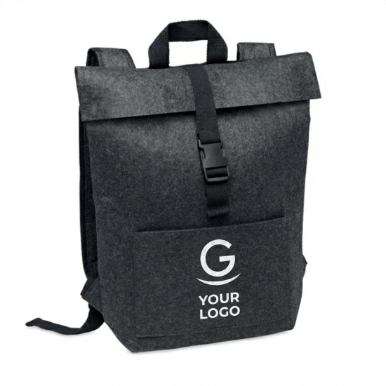Zaino personalizzabile in feltro RPET con scomparto imbottito laptop