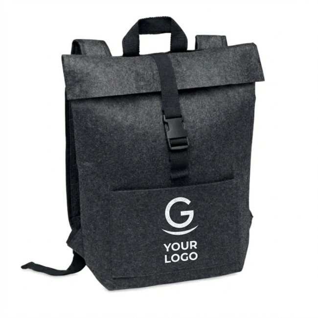 Zaino personalizzato con logo - Zaino personalizzabile in feltro RPET con scomparto imbottito laptop