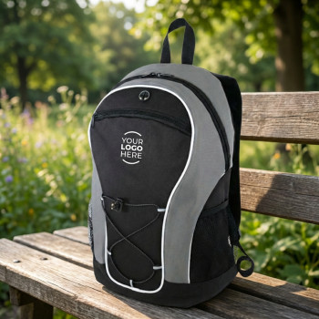 Zaino personalizzato con logo - Zaino personalizzabile in poliestere 600D rosso con uscita per cuffie