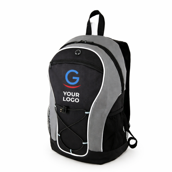 Zaino personalizzabile in poliestere 600D rosso con uscita per cuffie