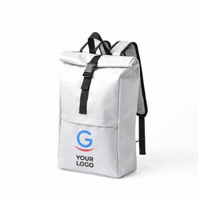 Zaino personalizzabile in RPET 600D resistente con tasca frontale e spallacci imbottiti