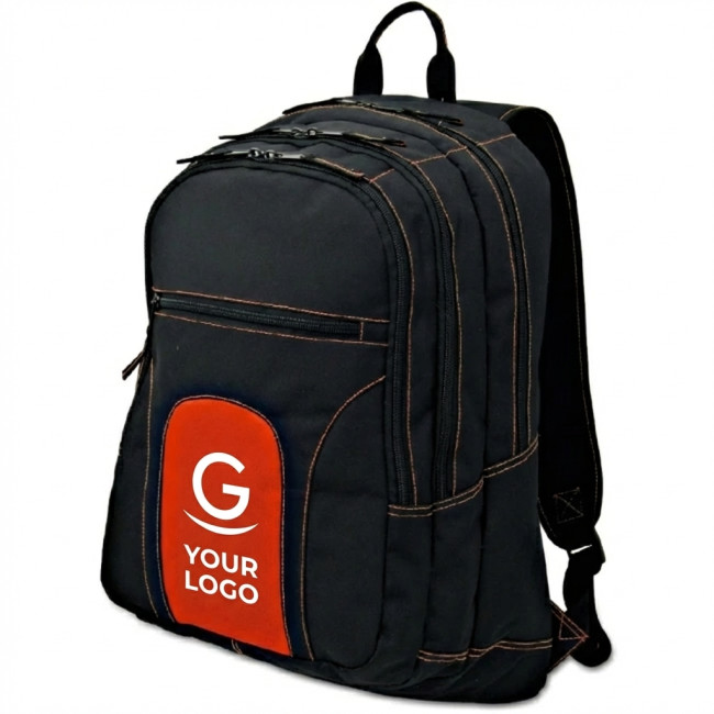 Zaino porta pc personalizzato con logo - Zaino porta computer personalizzabile con cuciture colorate e spalline imbottite