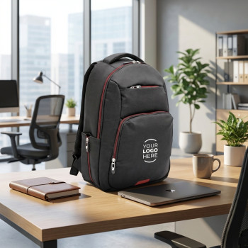 Zaino porta pc personalizzato con logo - Zaino porta pc personalizzabile con spallacci regolabili in nylon resistente