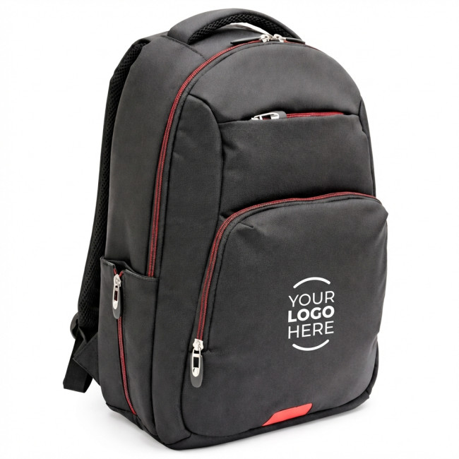 Zaino porta pc personalizzato con logo - Zaino porta pc personalizzabile con spallacci regolabili in nylon resistente