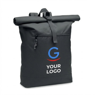 Zaino rolltop personalizzabile poliestere riciclato con schienale imbottito