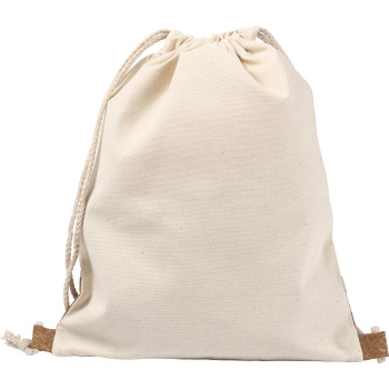 Zaini con lacci personalizzati con logo - Zaino Tianna | Cotone 250 g/m² | Sughero | 1,2 l