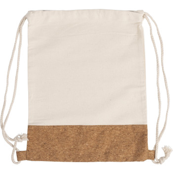 Zaini con lacci personalizzati con logo - Zaino Tianna | Cotone 250 g/m² | Sughero | 1,2 l