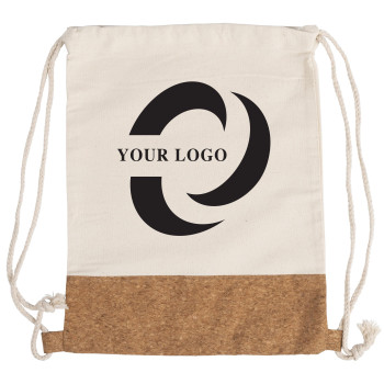 Zaini con lacci personalizzati con logo - Zaino Tianna | Cotone 250 g/m² | Sughero | 1,2 l