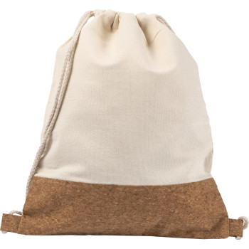 Zaini con lacci personalizzati con logo - Zaino Tianna | Cotone 250 g/m² | Sughero | 1,2 l