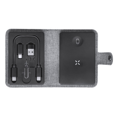 Dock Ricarica Wireless Qi personalizzabile con custodia 300D RPET compact