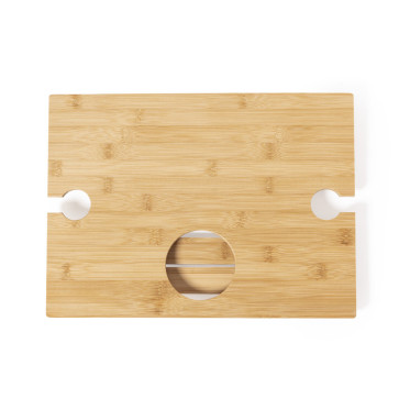 Tavolino pieghevole personalizzabile in bambù con porta bottiglia e bicchieri