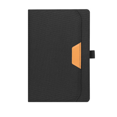 Notepad personalizzato in materiale RPET con supporto elastico marrone