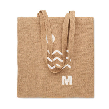 Shopping bag personalizzabile in iuta naturale con manici lunghi resistente
